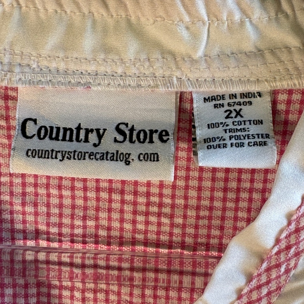 Country Store Pink Gingham Seersucker Robe Housecoat Cotton Zip Front 2X Plus - Picture 3 of 7